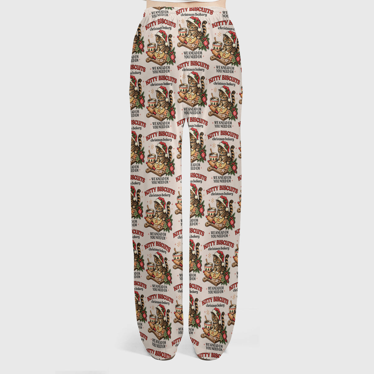 Christmas Santa And Gingerbread Pattern Scrub Set, Scrub Pants and V Neck Top