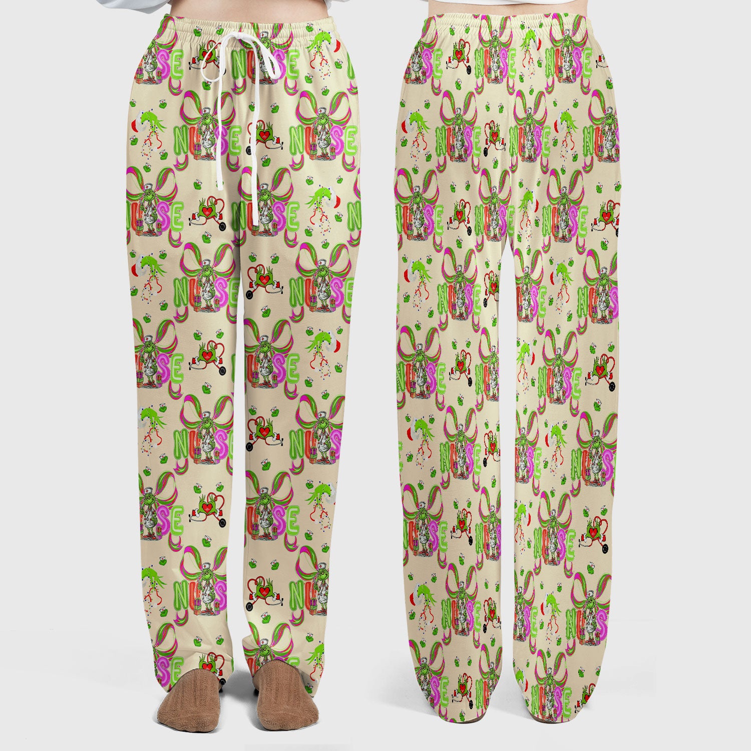 Womens Christmas Scrub Pants - Funny Grinch Scrub Sets - Ew People Whoville Ugly Sweater - Holiday RN LPN CNA Gift