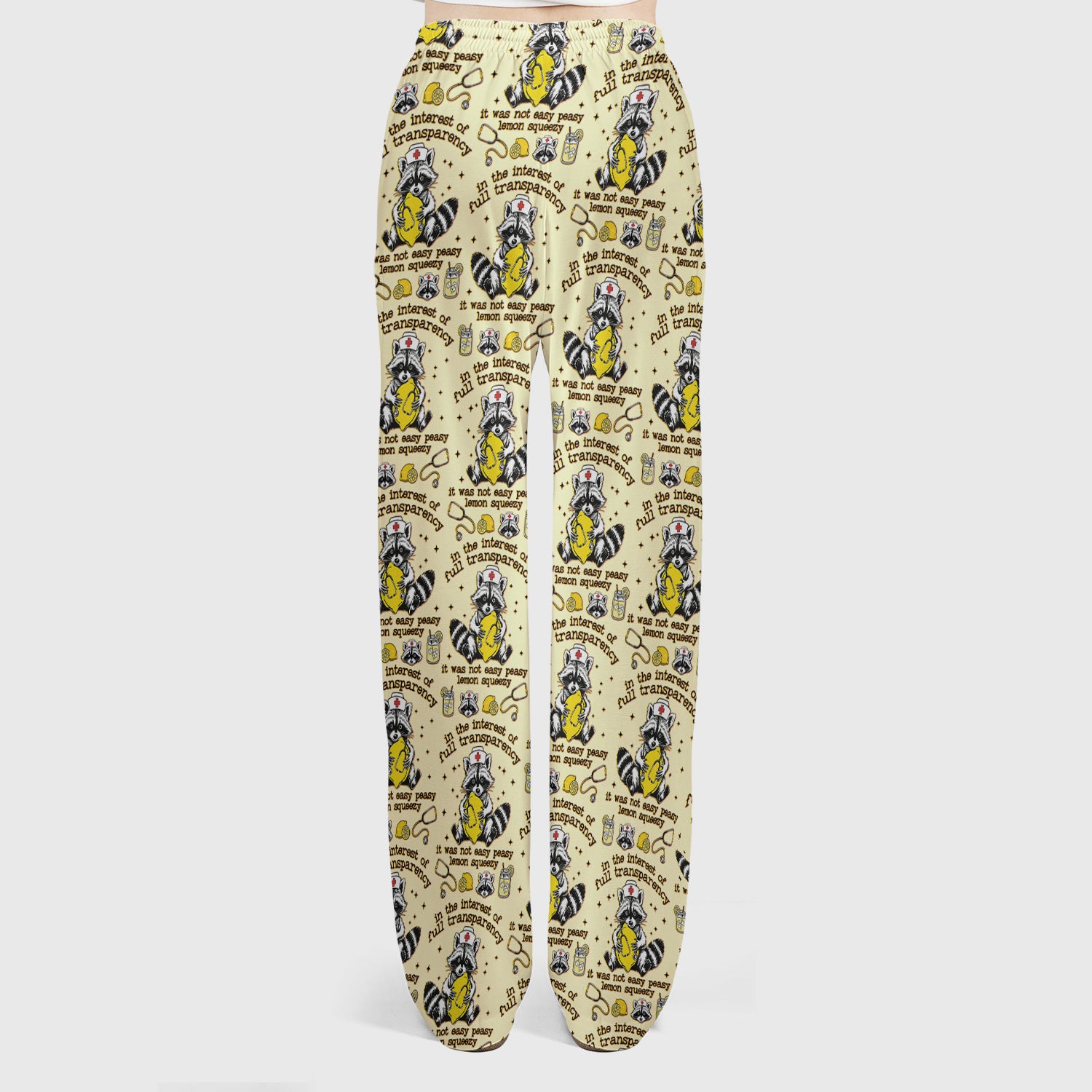 Raccoon Lemon Quote Medical Humor Pattern Scrub Set, Breathable Med Uniform