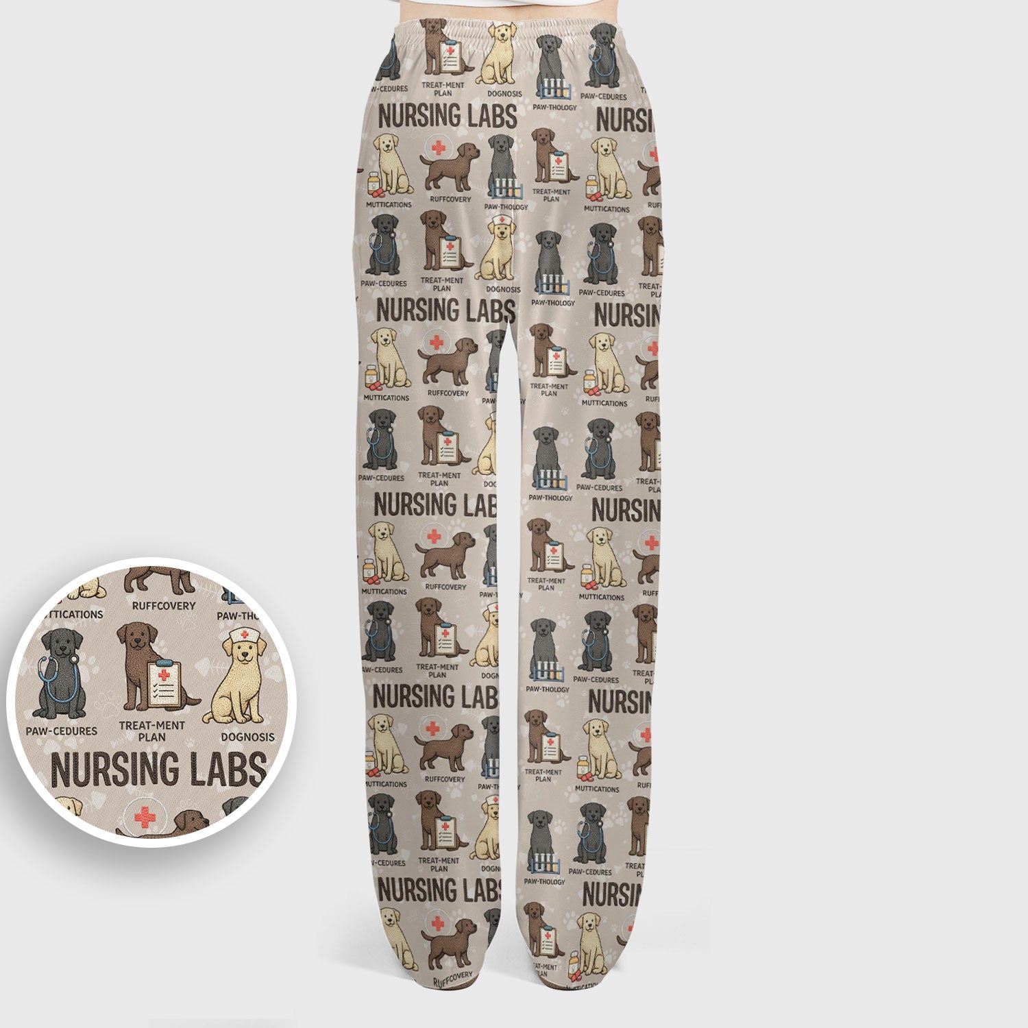 Playful Nursing Labs Dog Pattern Scrub Set, Nurse Uniform Scrubs Set