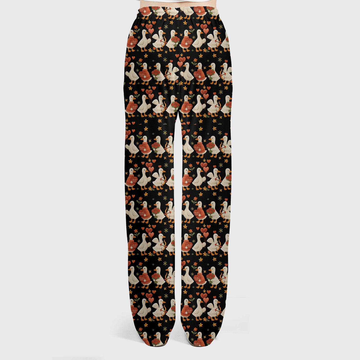 Cute Goose Nurse Scrub Set, Valentine Farm Medical Pattern Shirt, Breathable Fabrics Nursing Uniform