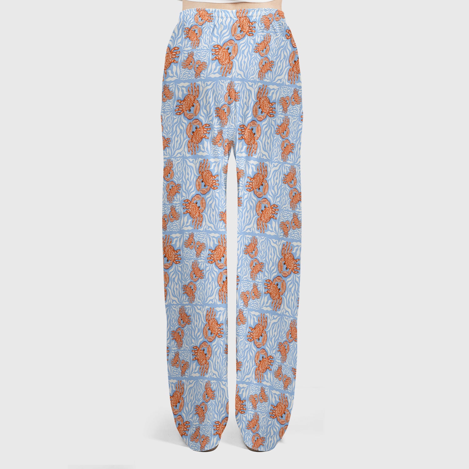 Cute Coastal Crab Print Scrub Set, Women's Scrub Sets