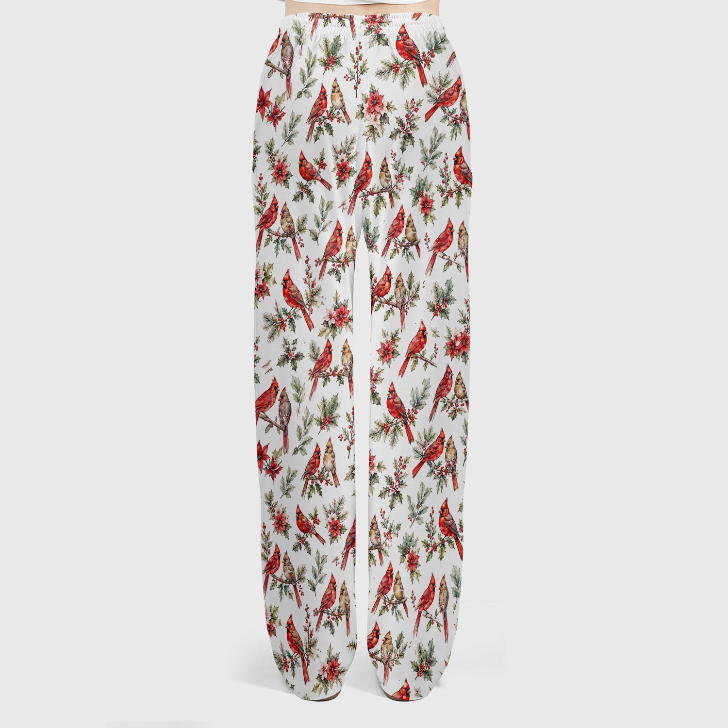 Festive Cardinal and Holly Scrub Set, Scrub Pants and V Neck Top