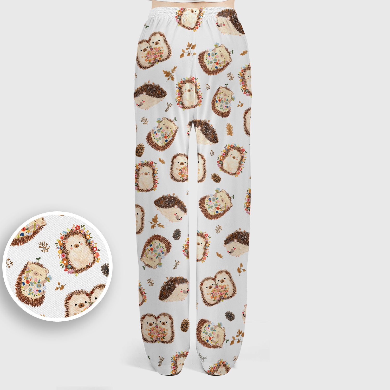 Cute Hedgehog Floral Scrub Set, Breathable Med Uniform