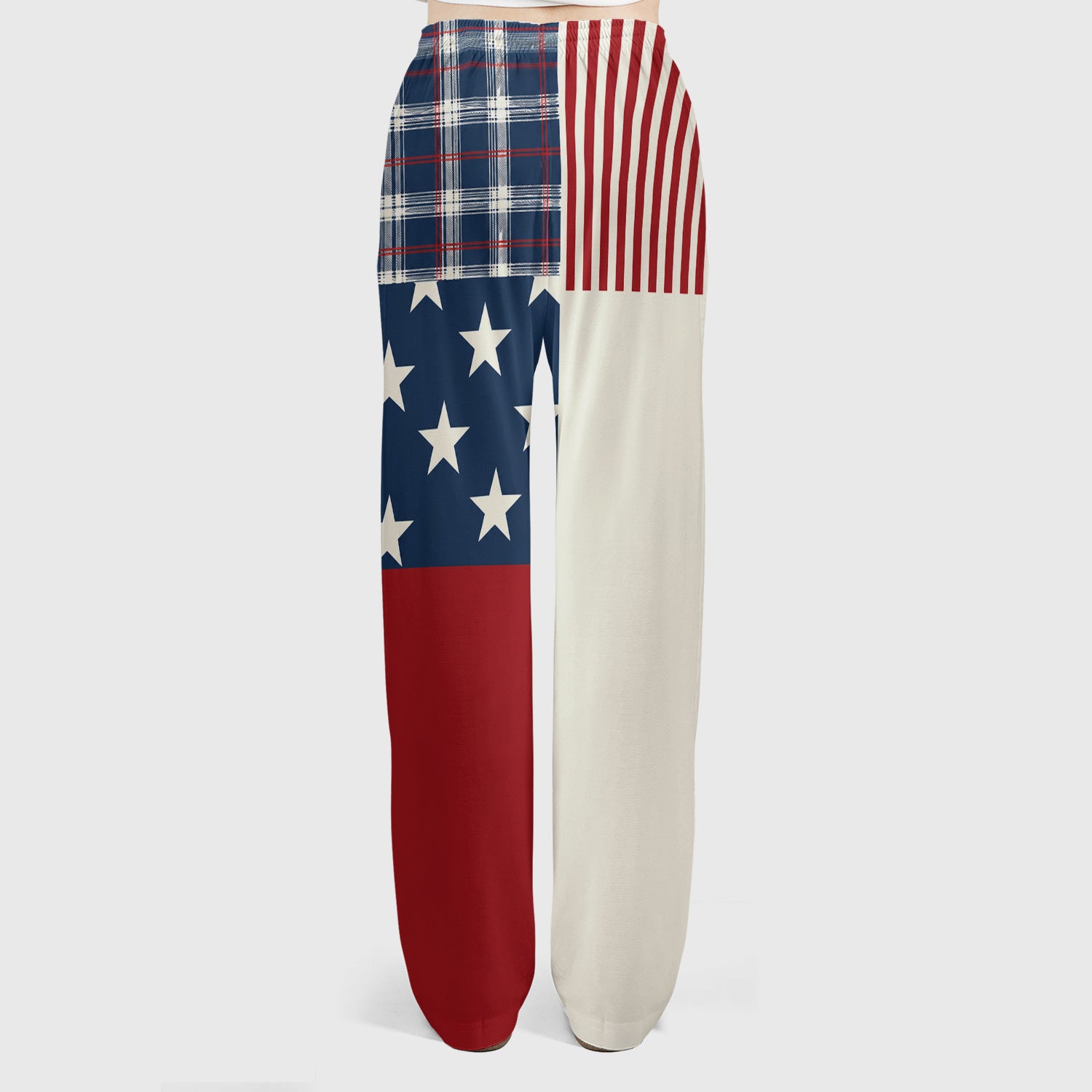 USA Flag Rose Patchwork Pattern Scrub Set, Scrub Pants and V Neck Top