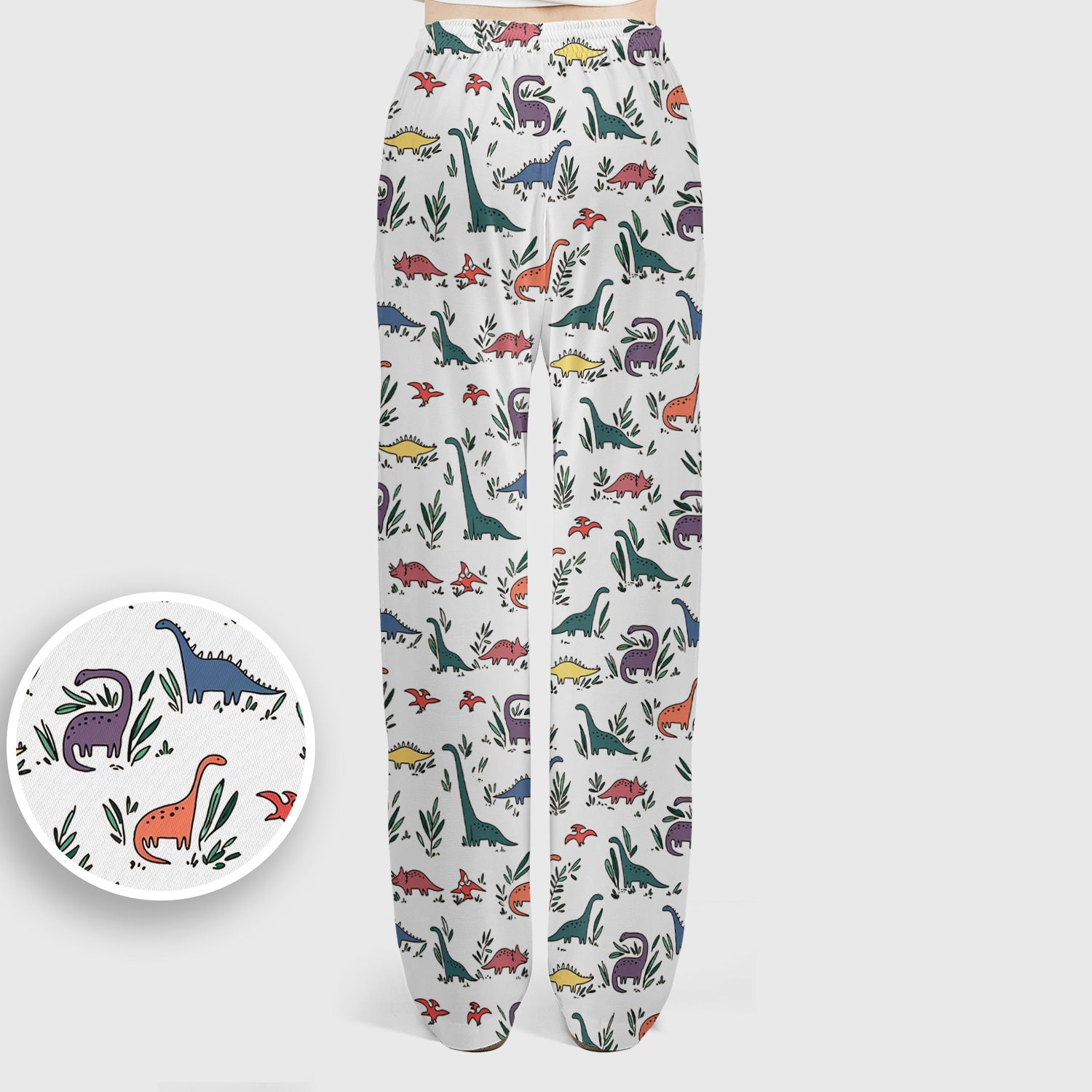 Cute Dinosaur Leafy Garden Pattern Scrub Set, Breathable Fabrics Nursing Uniform