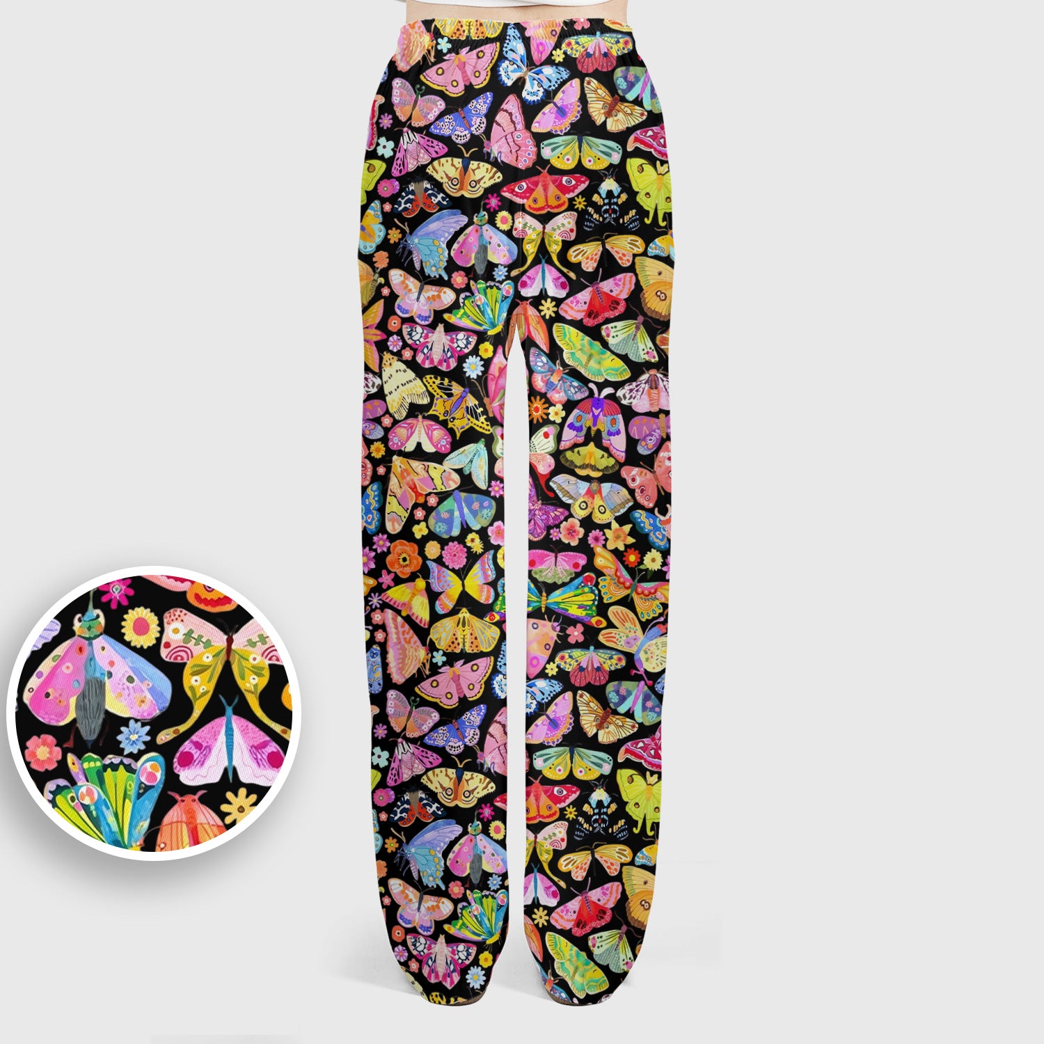 Cute Bright Butterfly Moth Floral Scrub Top, Breathable Fabrics Nursing Uniform