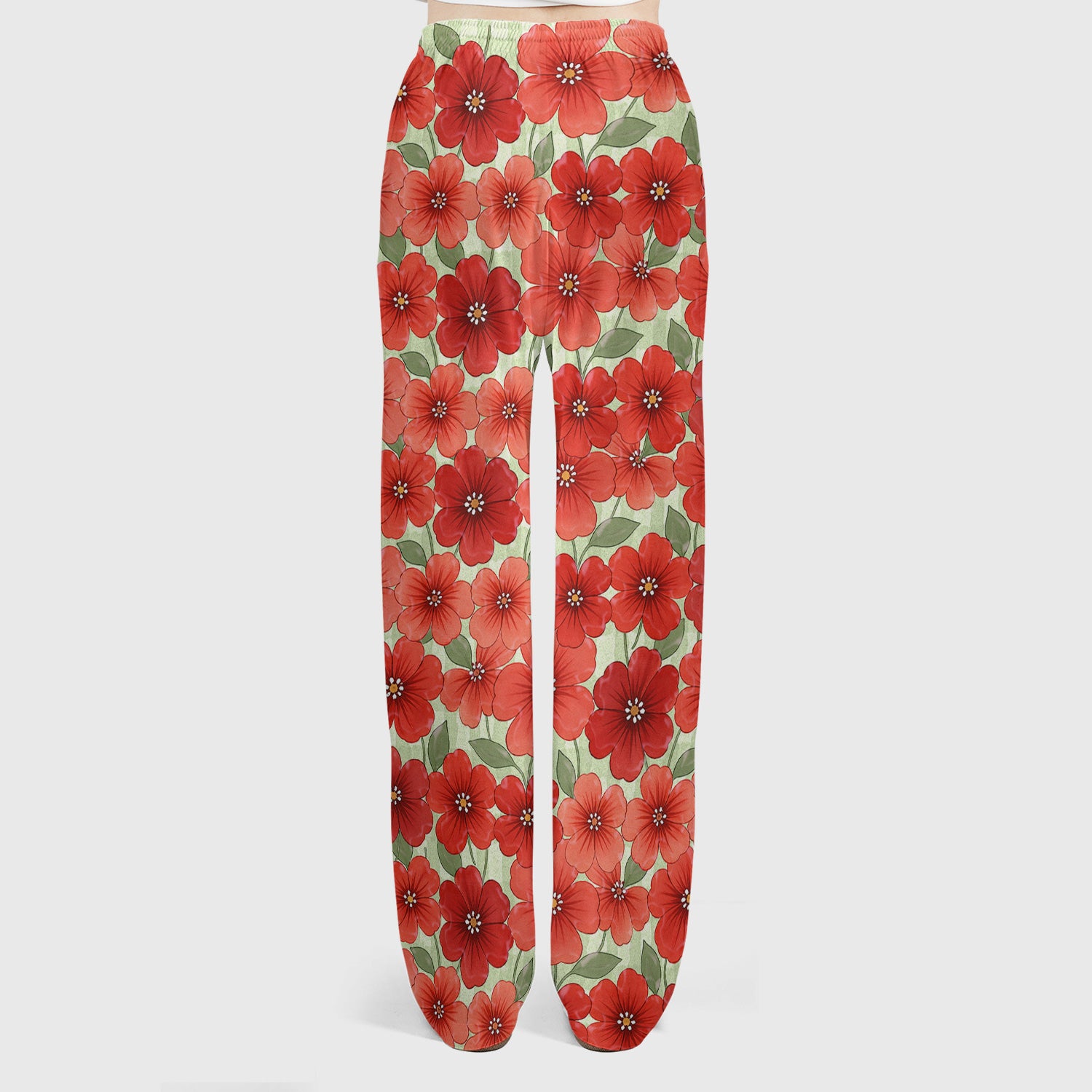 Patriotic USA Flag With Red Floral Blossom Pattern Scrub Set, Scrub Pants and V Neck Top