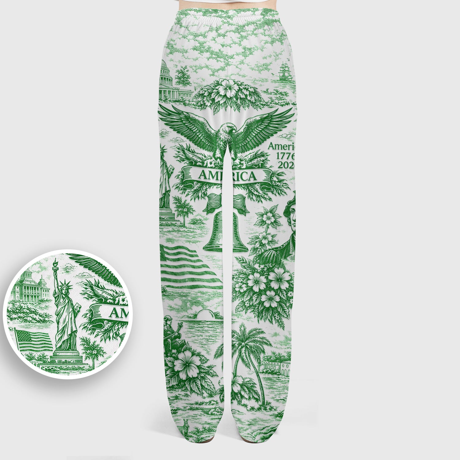 Patriotic America Heritage Toile Pattern Scrub Set, Women's Scrub Sets