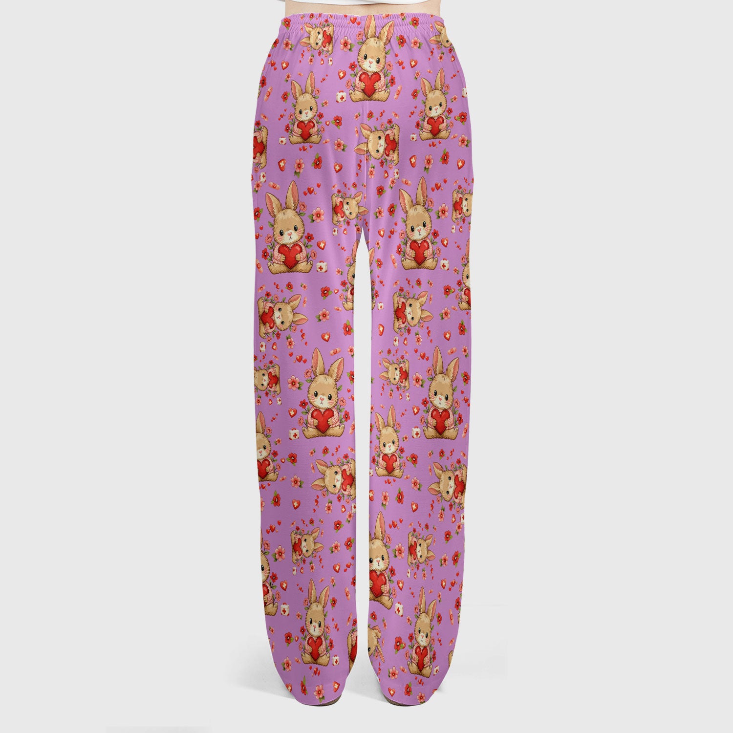 Adorable Bunny Heart Healthcare Design Scrub, Breathable Med Uniform