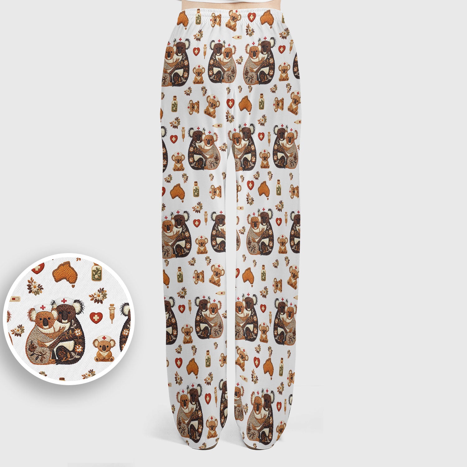 Cute Cartoon Koala Valentine Nurse Design Scrub Set, Breathable Med Uniform