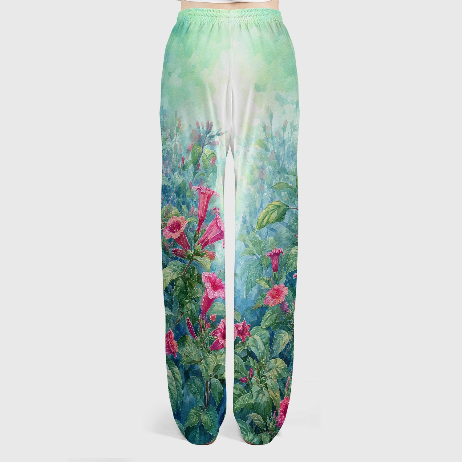 Vintage Hummingbird Floral Garden Pattern Scrub Set, Scrub Pants and V Neck Top