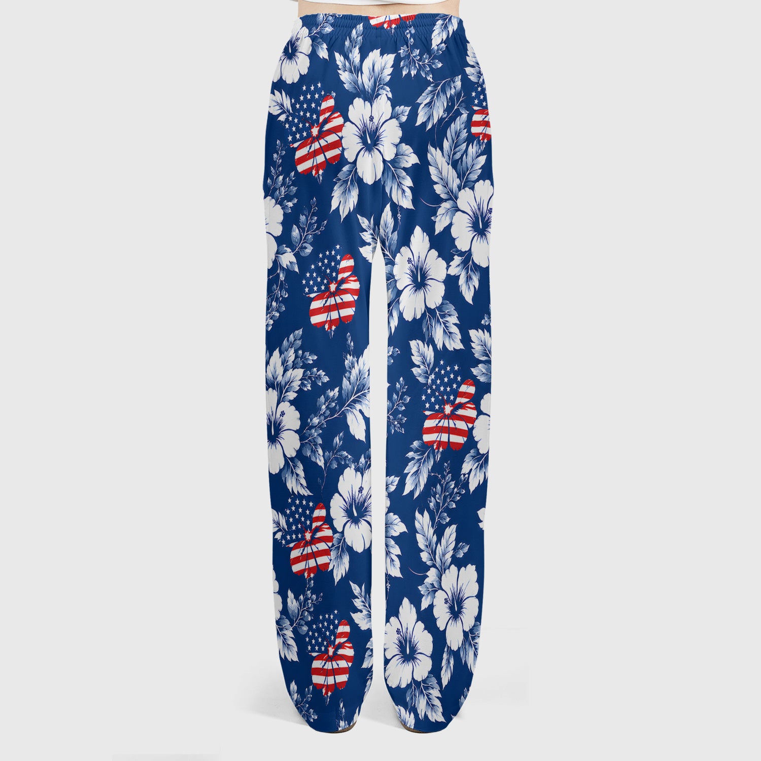 Patriotic Butterfly Floral Nurse for RN & CNA, American Flag Healthcare Workers Uniform Scrub Set, Scrub Pants and V Neck Top