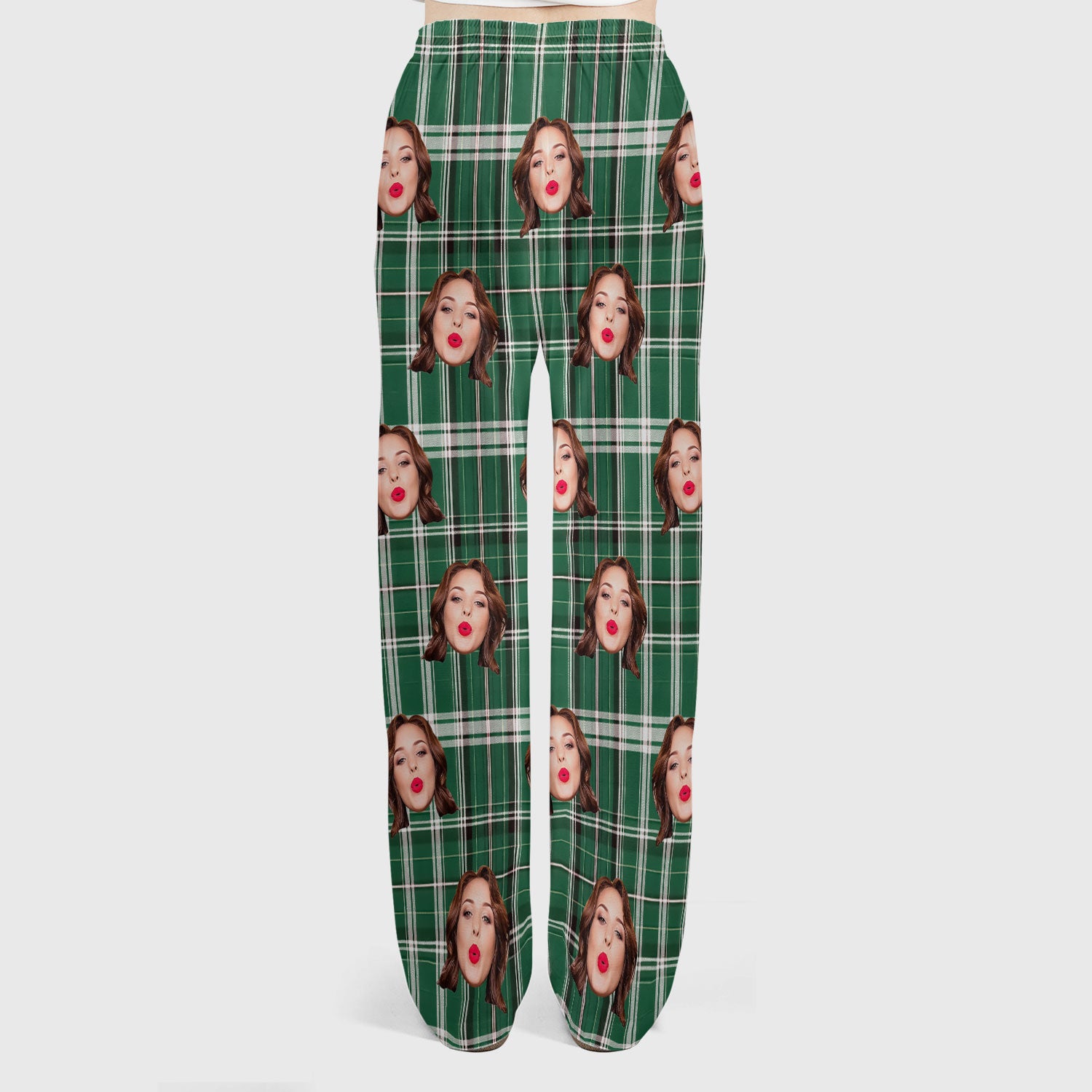 Personalized Funny Face Plaid Scrub Set, Custom Photo Pattern Medical Uniform For Nurses, Breathable Fabrics Nursing Uniform