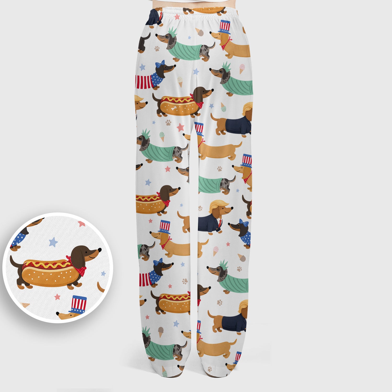 Funny Patriotic Dachshund Costume Dogs Scrub Set, Women's Scrub Sets
