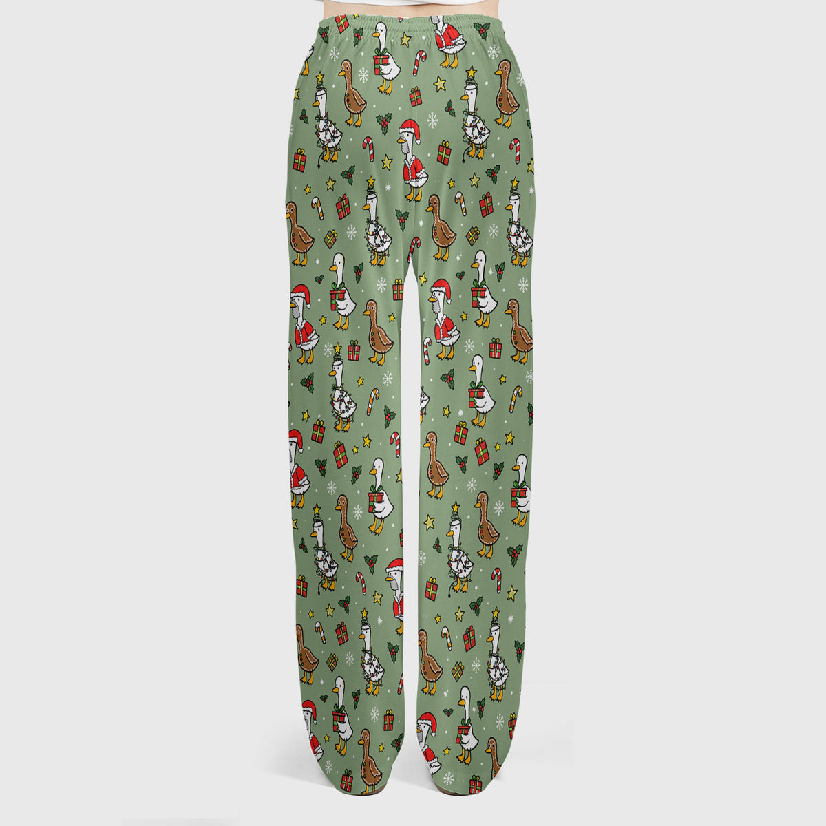 Christmas Geese In Festive Costumes Scrub Set, Scrub Pants and V Neck Top