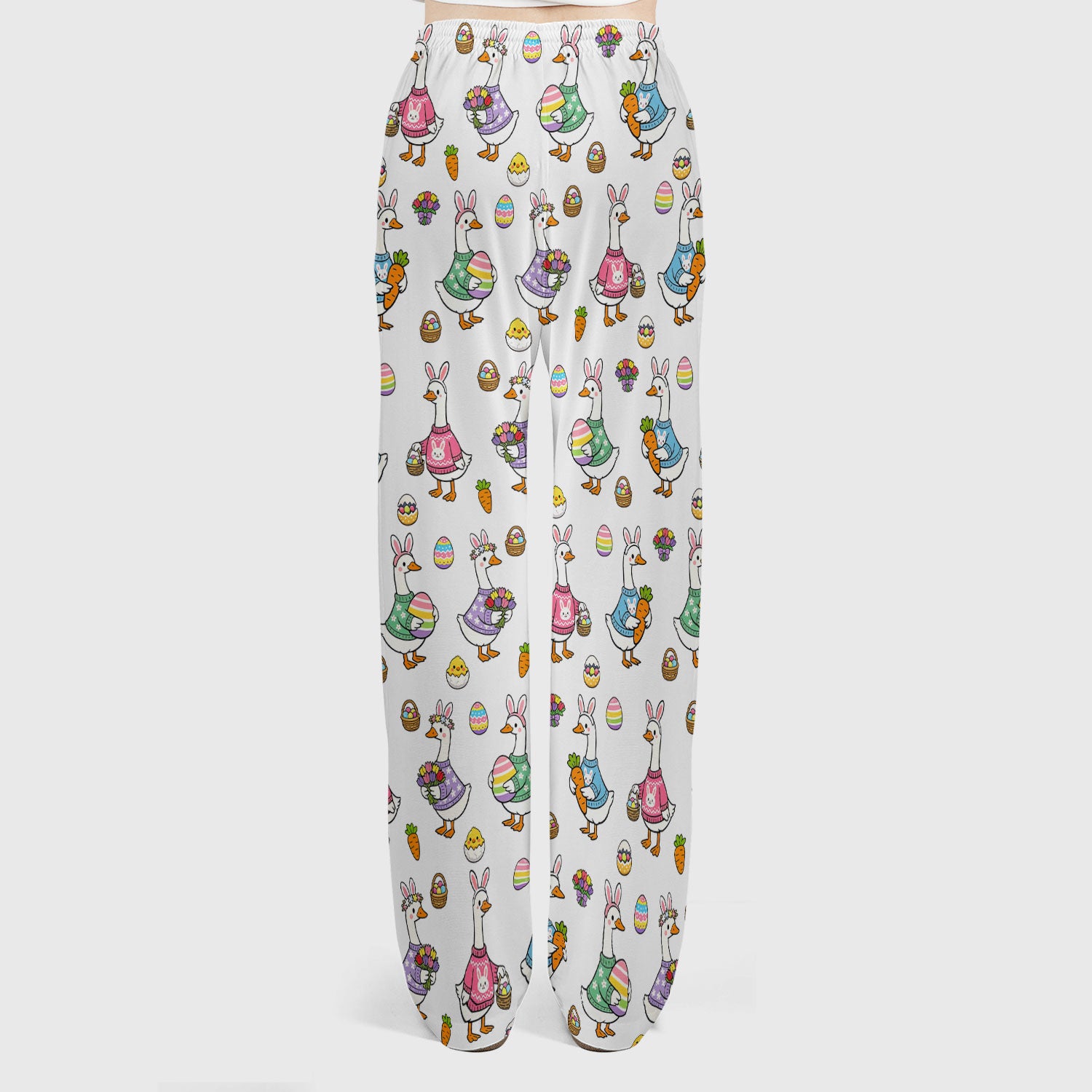 Cute Easter Goose Print Scrub Set, Breathable Med Uniform