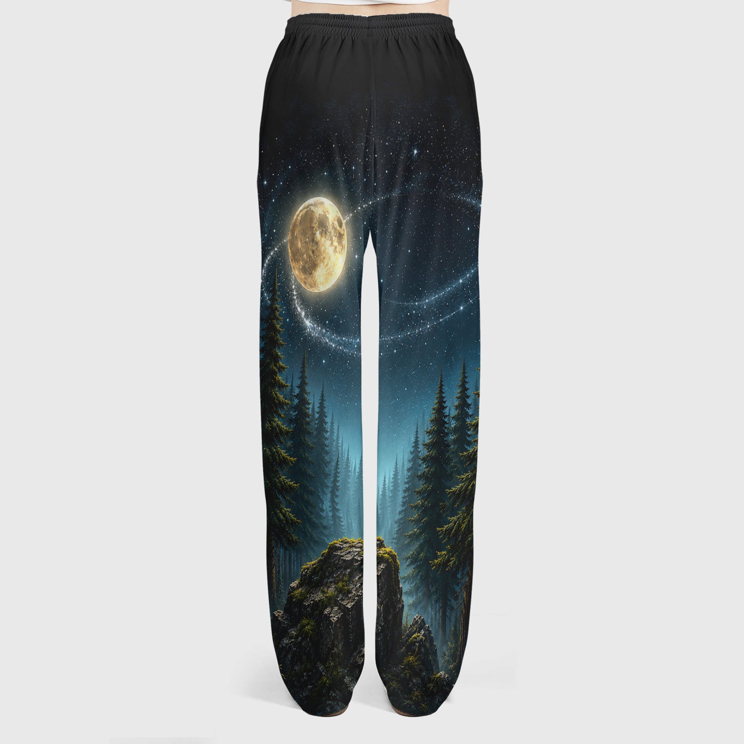 Raccoon On A Moonlit Branch Print Scrub Set, Scrub Pants and V Neck Top
