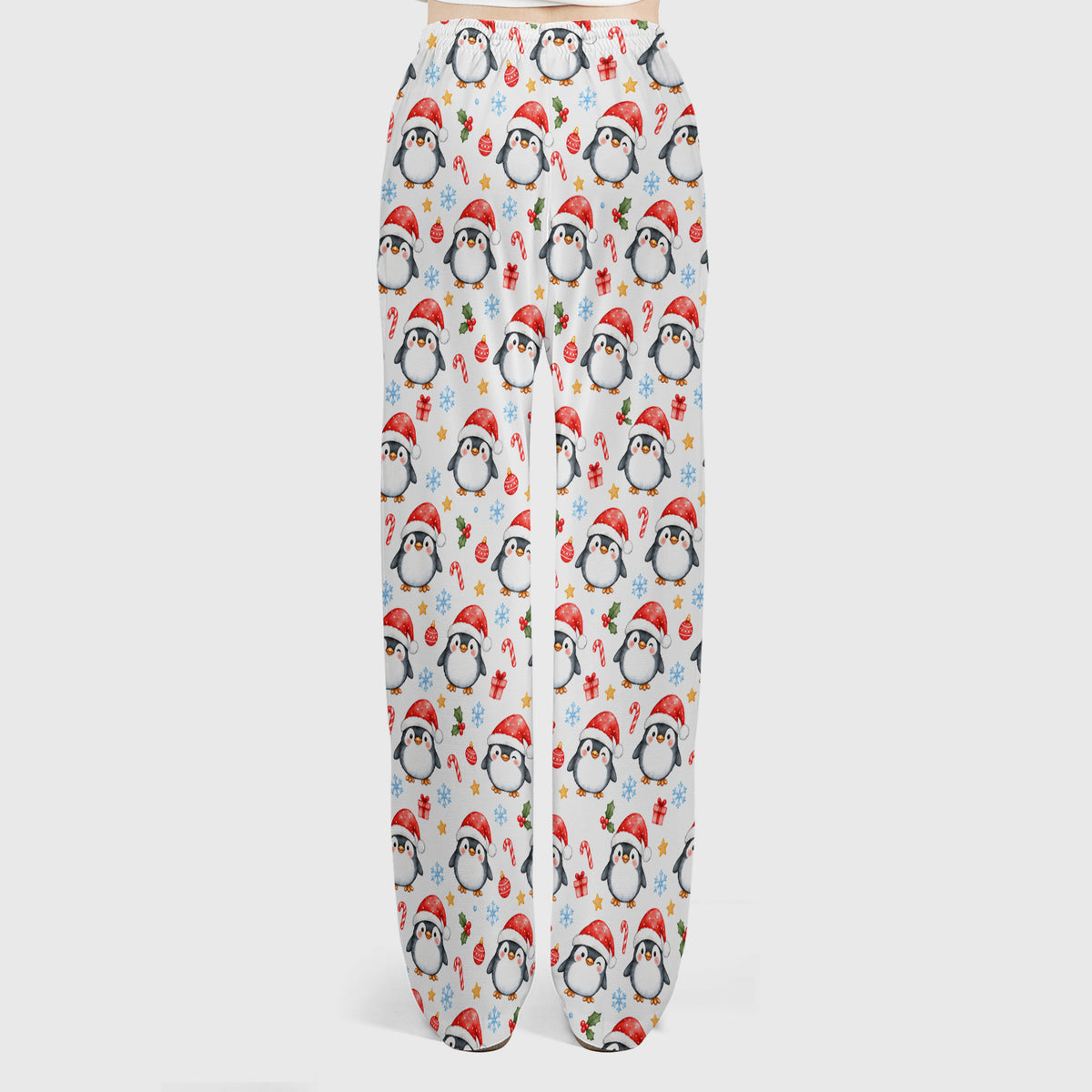 Christmas Penguins In Santa Hats Scrub Set, Scrub Pants and V Neck Top