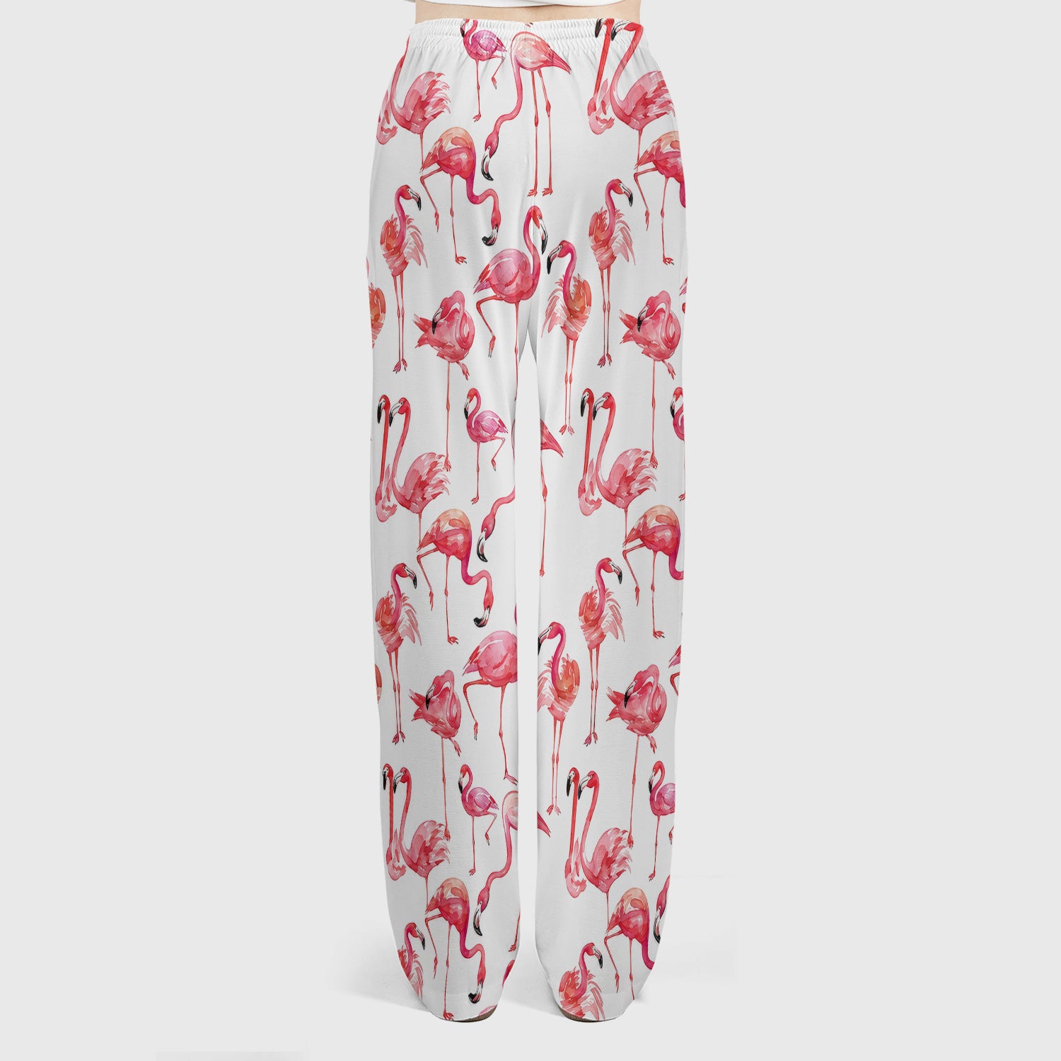 Pink Flamingo Tropical Bird Pattern Nurse Scrub Set, Scrub Pants and V Neck Top
