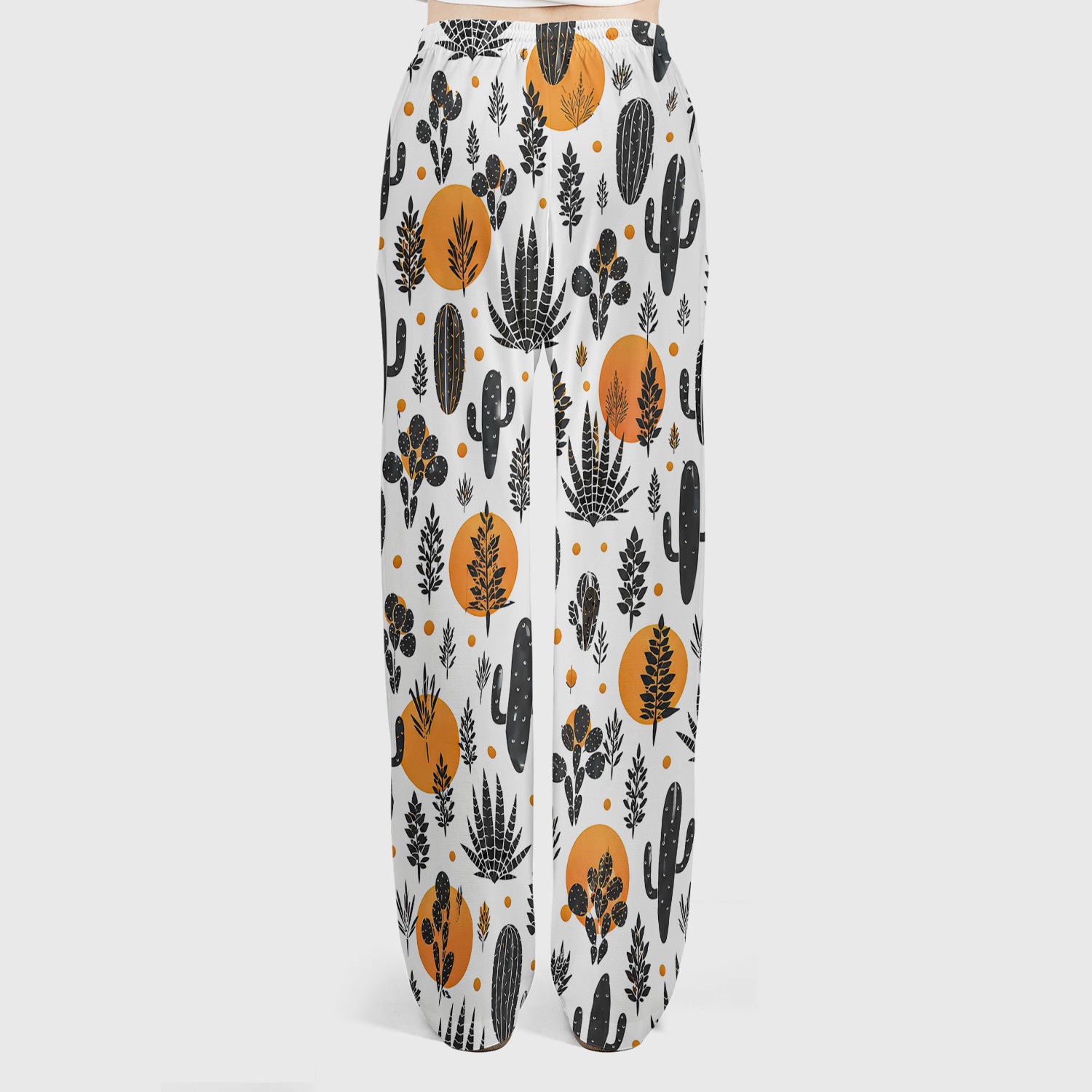 Desert Cactus Orange Sun Pattern Scrub Set, Scrub Pants and V Neck Top