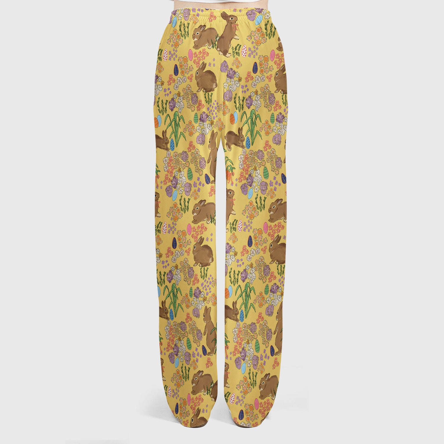 Cute Easter Bunny Pattern Scrub Set, Scrub Pants and V Neck Top
