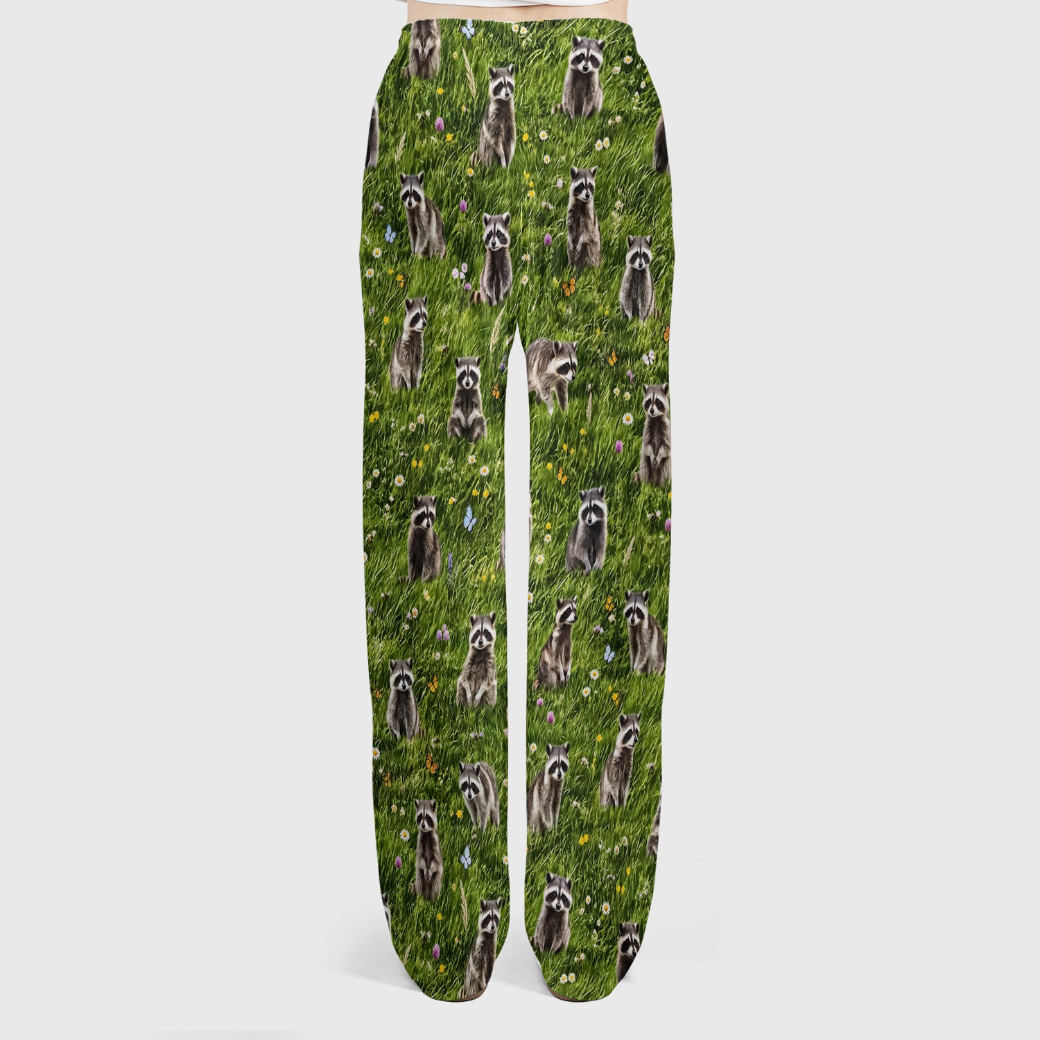 Raccoon Meadow Print Scrub Set, Scrub Pants and V Neck Top
