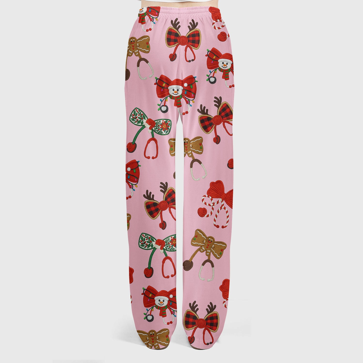 Christmas Stethoscope Bow Nurse Scrub Set, Xmas Pattern Scrub Shirt, Holiday Nursing Uniform