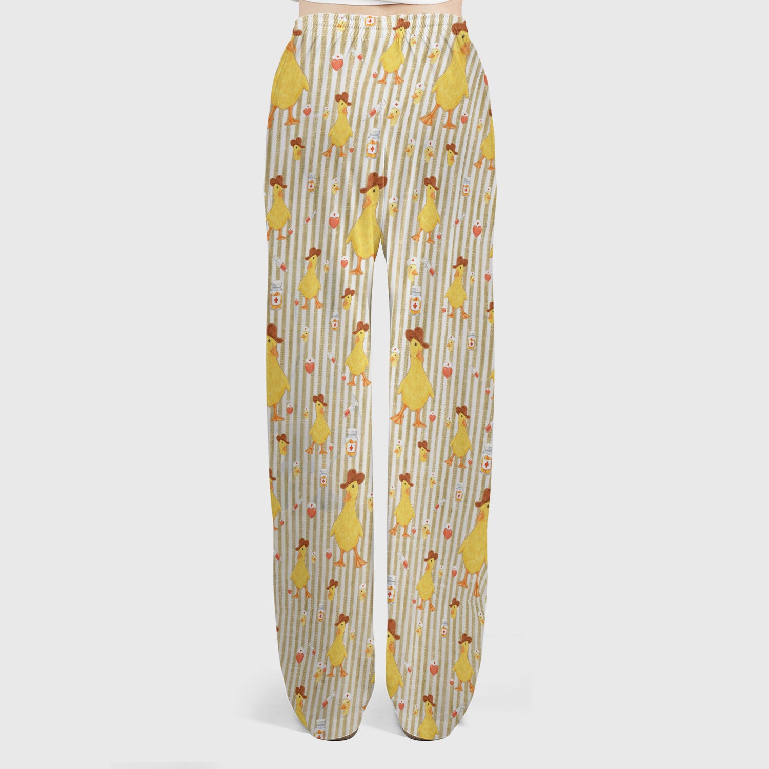 Cowboy Ducktor Vertical Stripe Pattern Scrub Set, Breathable Med Uniform