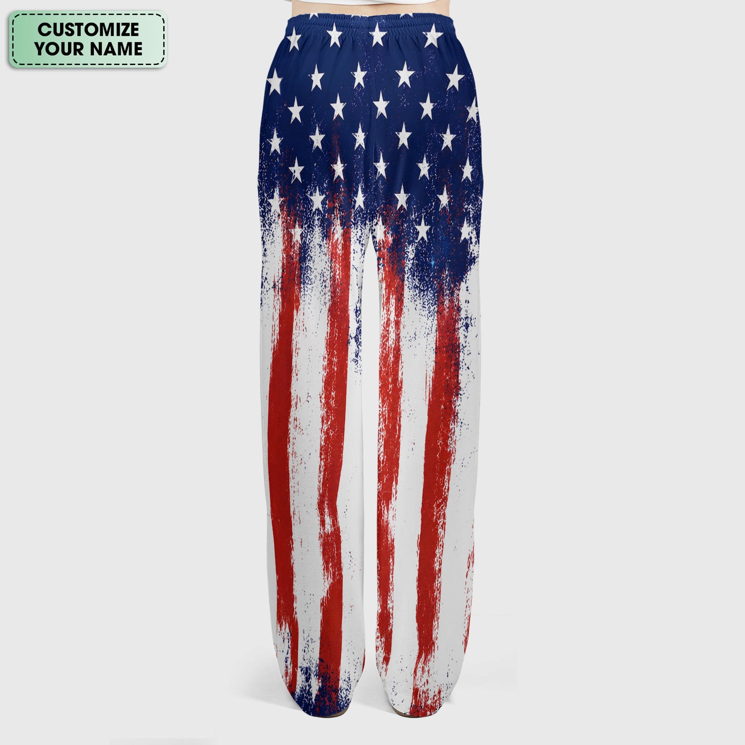 Personalized Patriotic Eagle Flag Pattern Scrub Set, Scrub Pants and V Neck Top