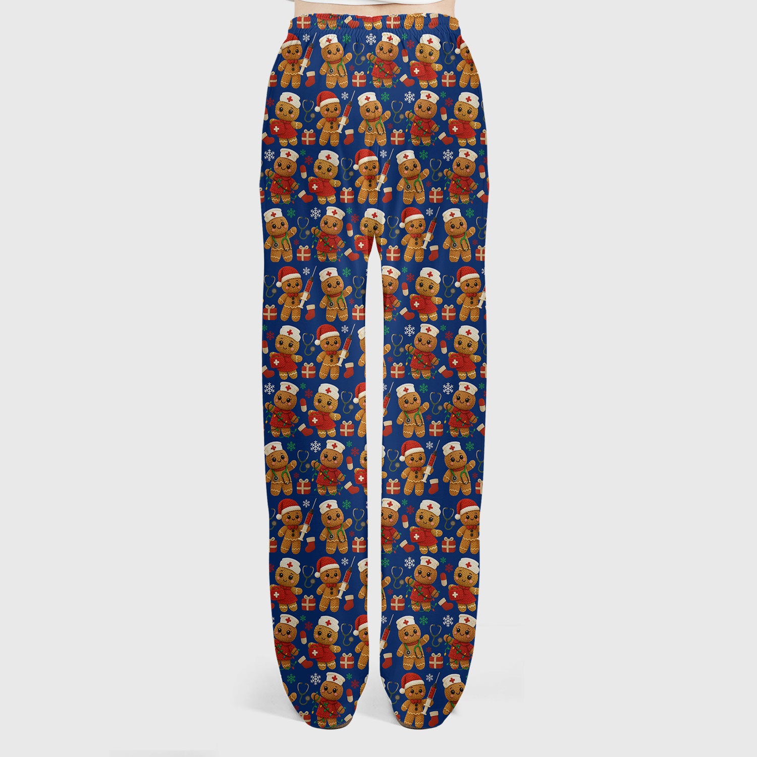 Cute Gingerbread Nurse Scrubs for Women - Christmas Pattern Scrub Top & Pants - Festive Holiday Scrubs with Charming Gingerbread Design