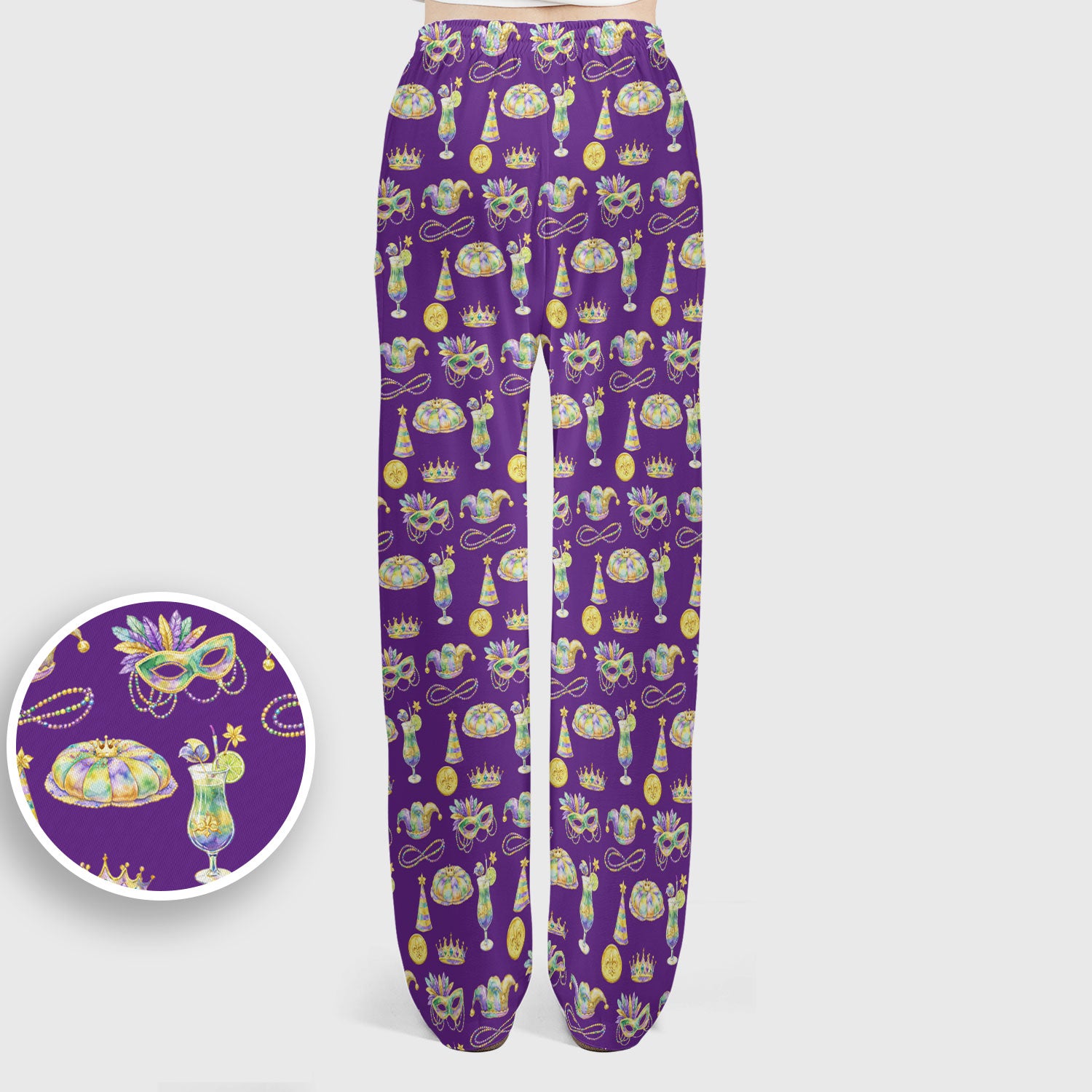 Mardi Gras Mask Scrub Set, Elegant Carnival Pattern Nurse Shirt For Women, Breathable Fabrics Nursing Uniform