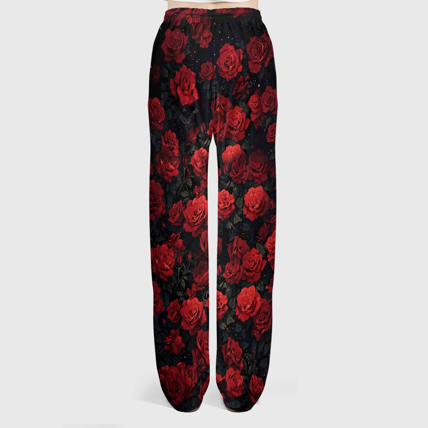 Gothic Red Moon Cat Nurse for Veterinary Staff, RN, CNA, Rose Medical Scrub Set, Scrub Pants and V Neck Top