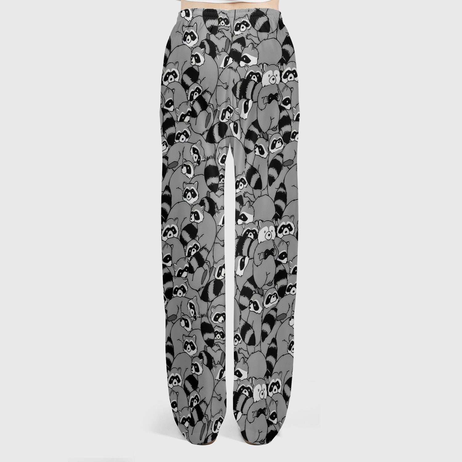 Cute Nurse Raccoon Crowd Pattern Scrub Set, Scrub Pants and V Neck Top