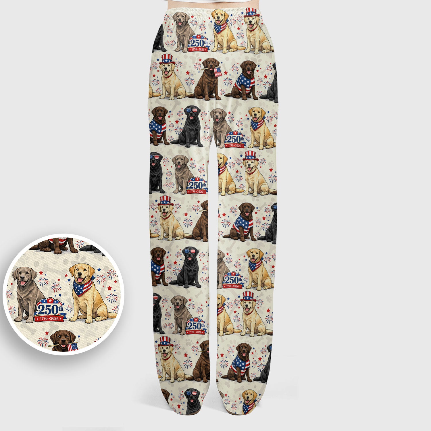 4th of July Labrador Dog Patriotic Print Scrub Set, Scrub Pants and V Neck Top