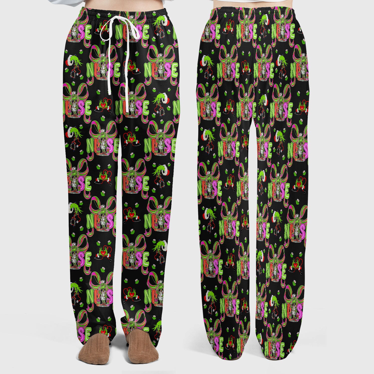 Womens Christmas Scrub Pants - Funny Grinch Scrub Sets - Ew People Whoville Ugly Sweater - Holiday RN LPN CNA Gift