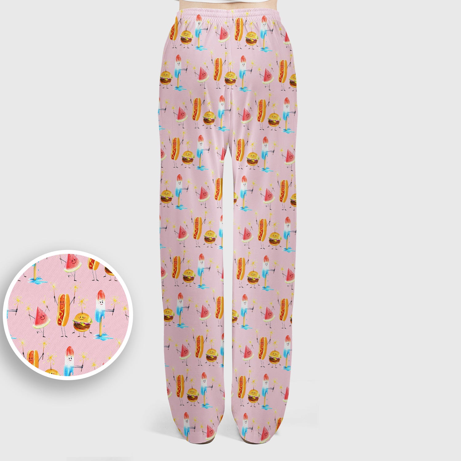 Funny Summer Food Icons Pattern Scrub Set, Breathable Fabrics Nursing Uniform