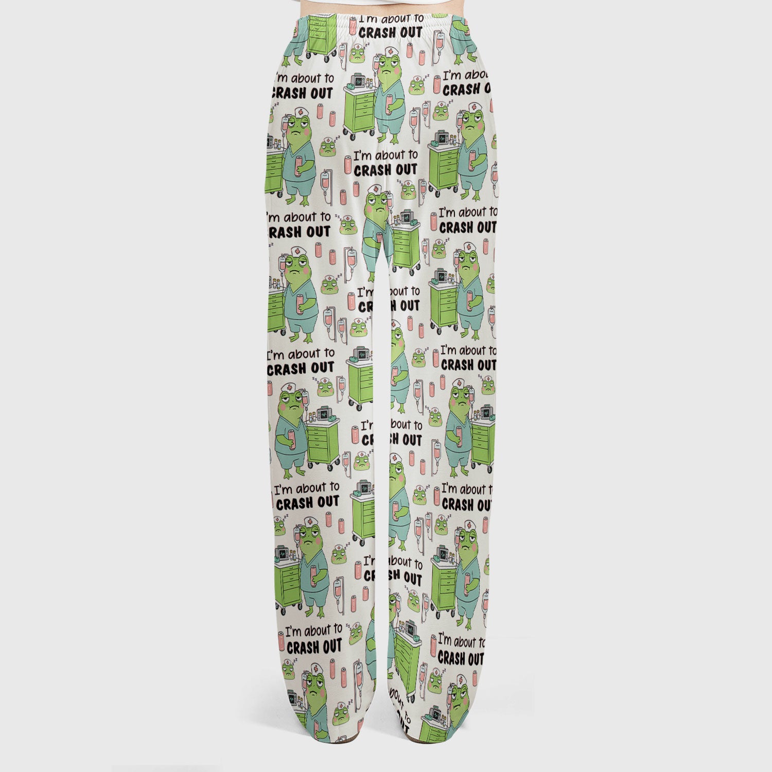 Funny Frog Pattern Nurse Scrub Set, I’m About to Crash Out Nurse Shirt, Breathable Fabrics Nursing Uniform