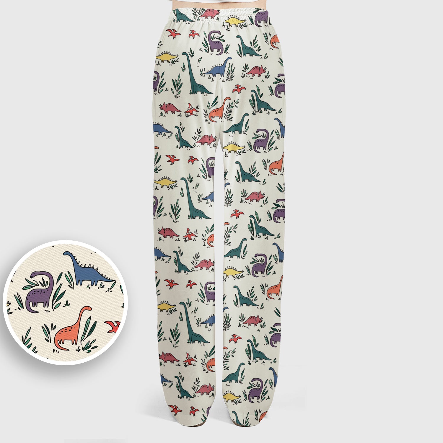 Cute Dinosaur Leafy Garden Pattern Scrub Set, Breathable Fabrics Nursing Uniform
