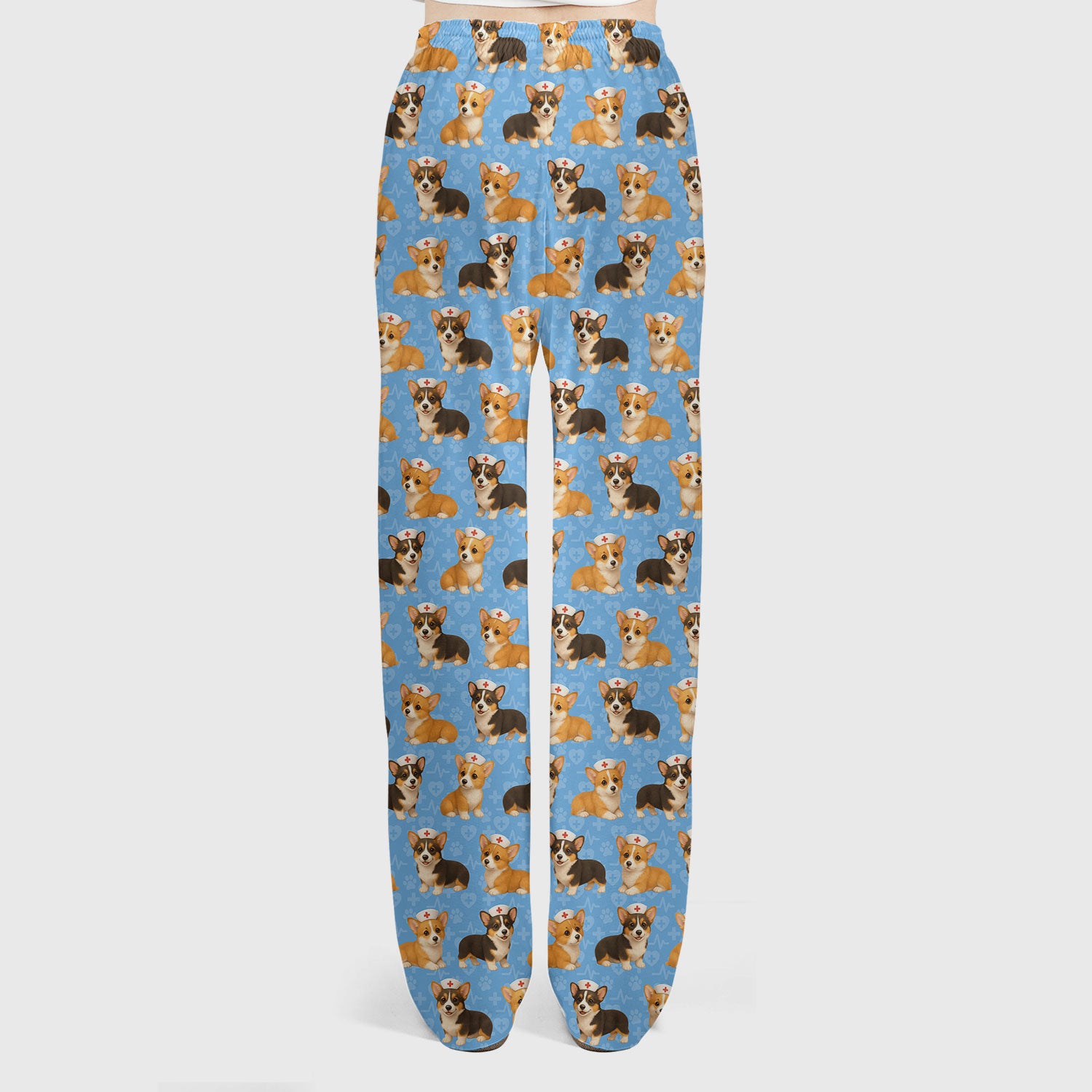 Christmas Corgi Scrubs Pattern for Women - Cute Dog Scrubs Top & Pants Set - Festive Nurse Holiday Print Medical Scrubs