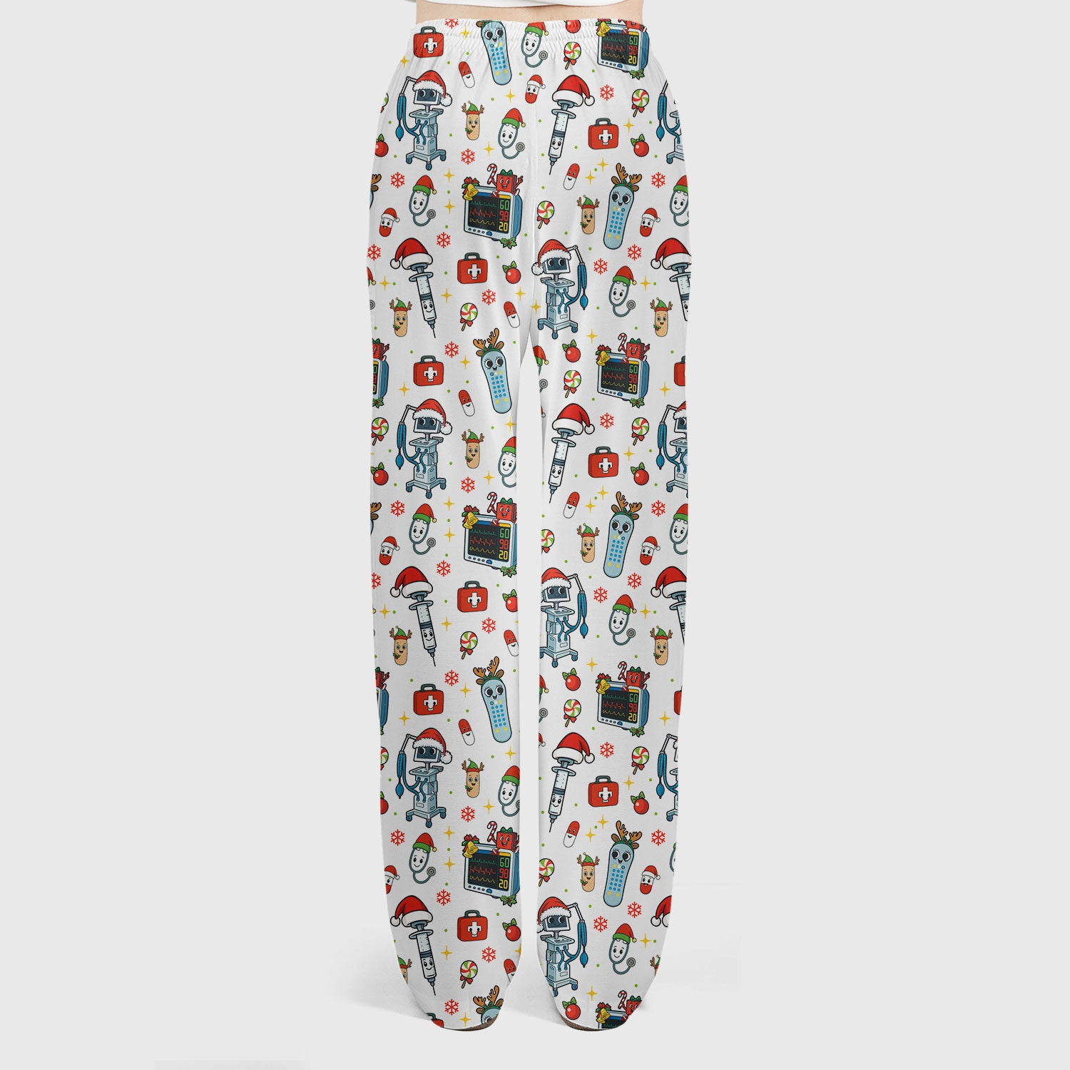 Christmas Nurse Scrub Set - Funny Robot and Reindeer Pattern Medical Scrubs - Cute Holiday Matching Set for Women Nurses