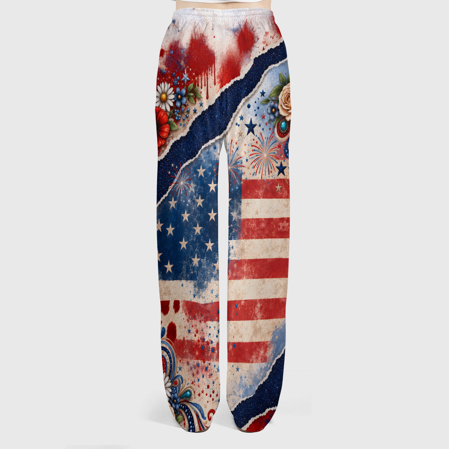 Patriotic Highland Cow Pattern, Healthcare Workers Scrub Set, Scrub Pants and V Neck Top