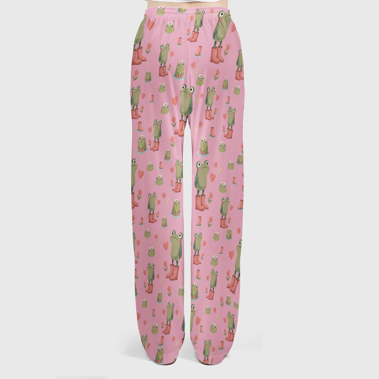 Adorable Frog Boots Heart Pattern Scrub Set, Nurse Uniform Scrubs Set