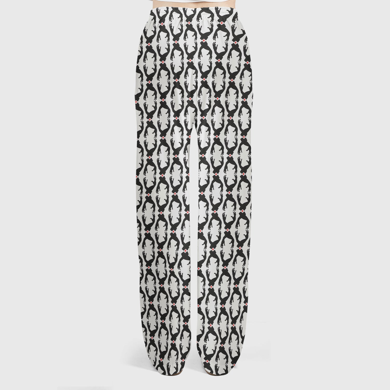 Creepy Hands Black White Red Patterns Scrub Set, Scrub Pants and V Neck Top
