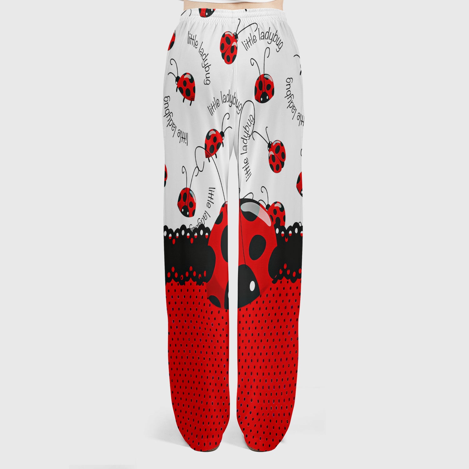 Cute Little Ladybug Polka Dot Pattern Scrub Set, Scrub Pants and V Neck Top