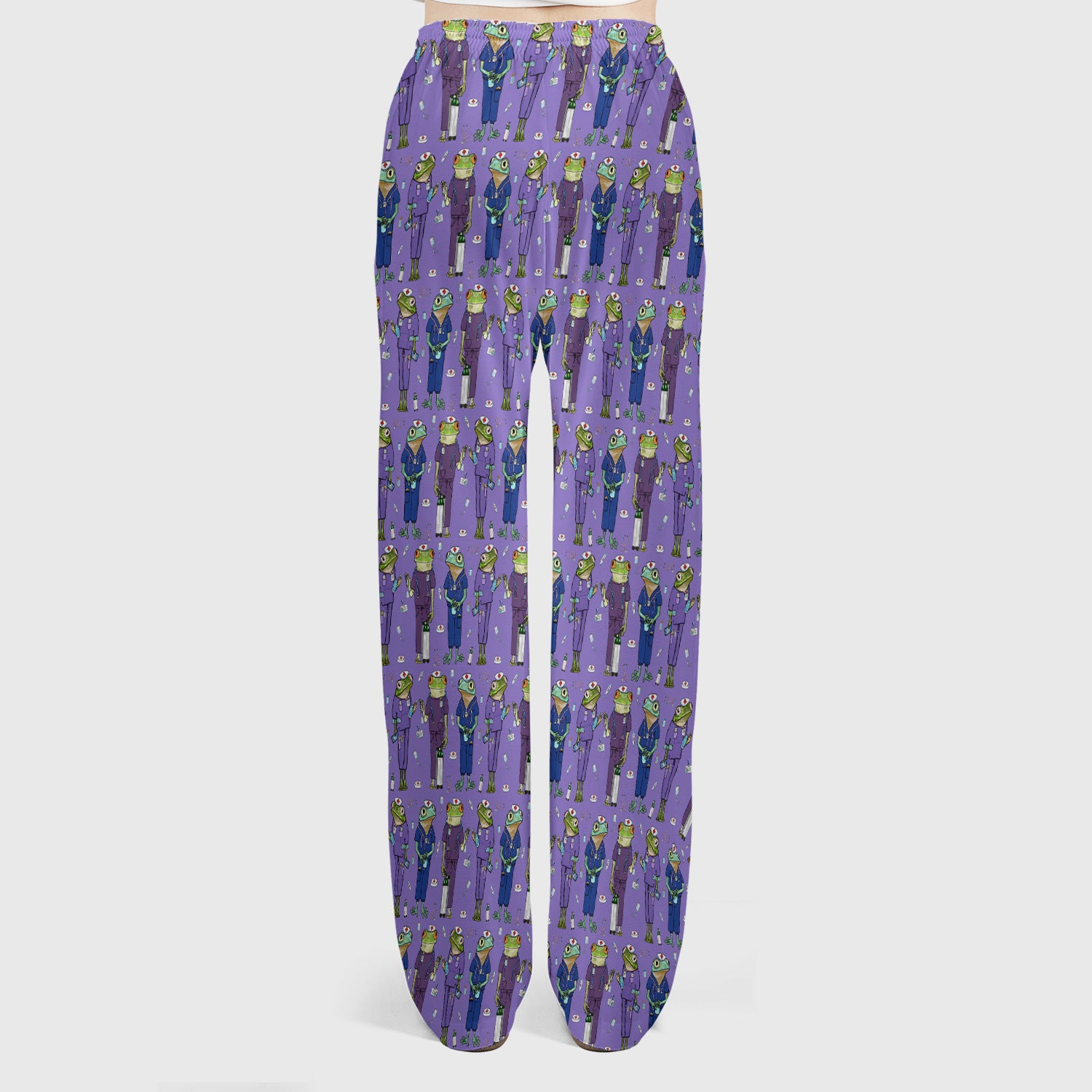 Frog Nurse Pattern V Neck Medical Scrub Set for Healthcare Workers
