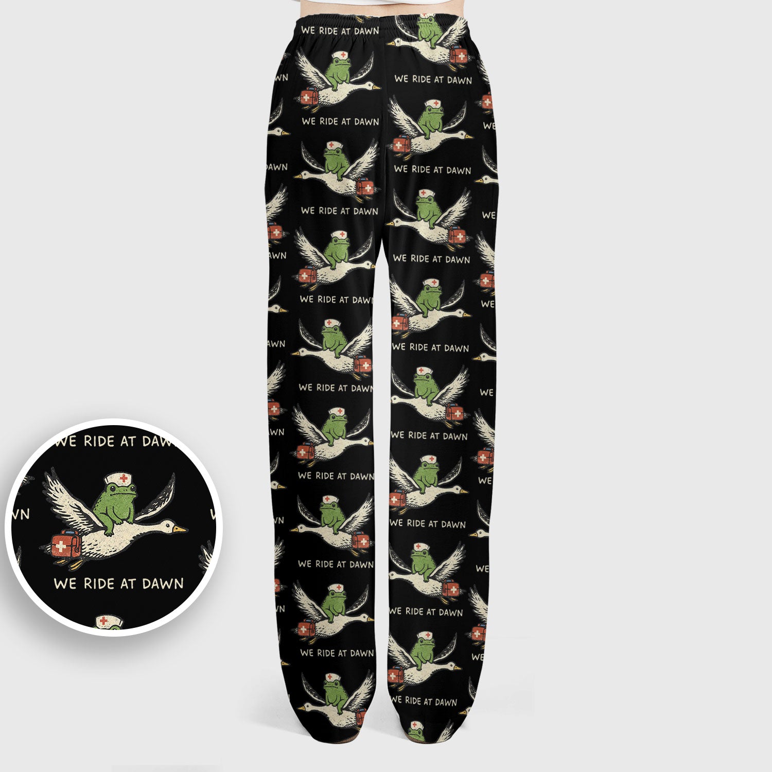 Funny Frog Riding Goose Nurse Pattern Scrub Set, Nurse Uniform Scrubs Set