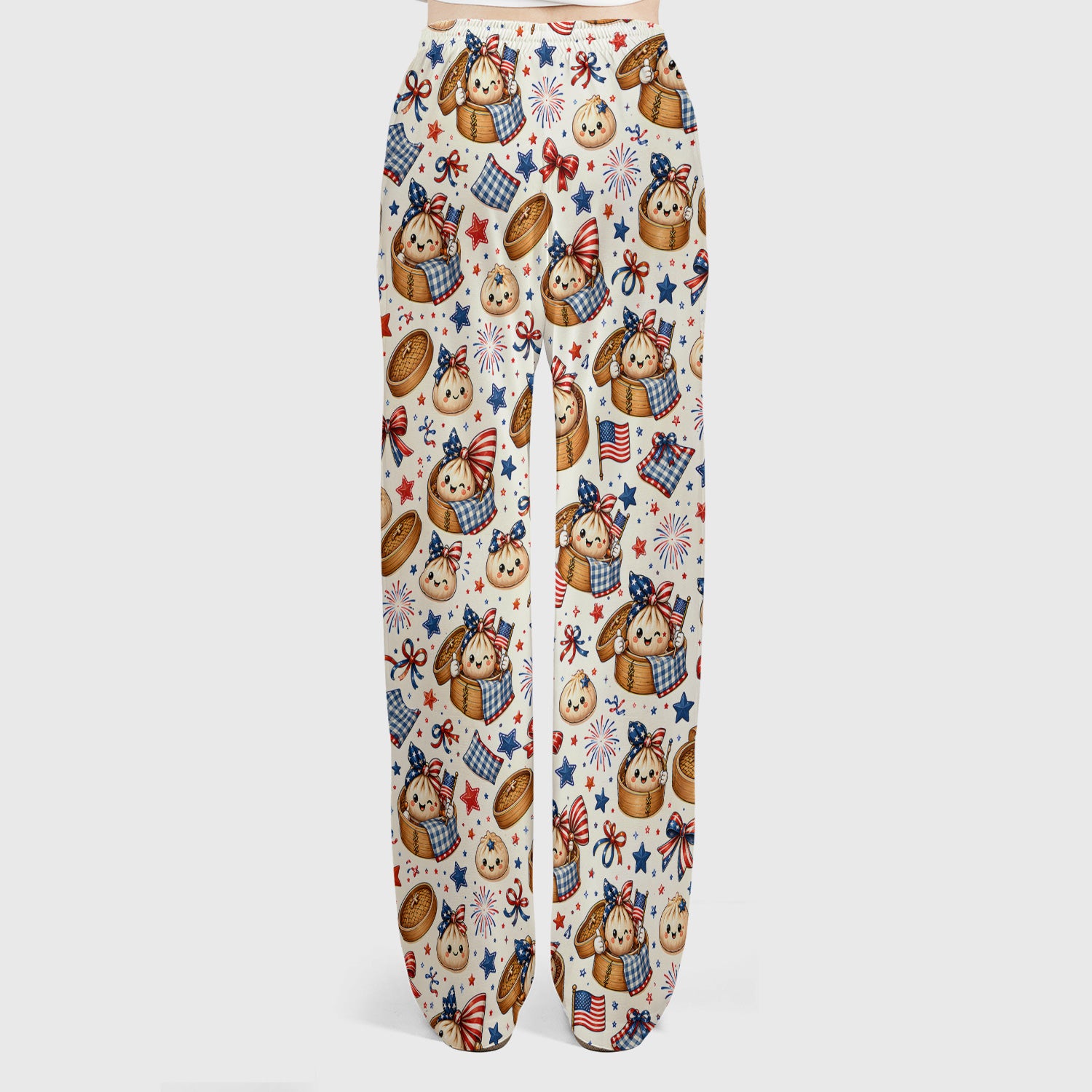 Patriotic Dumpling Nurse Pattern Scrub Set, Scrub Pants and V Neck Top
