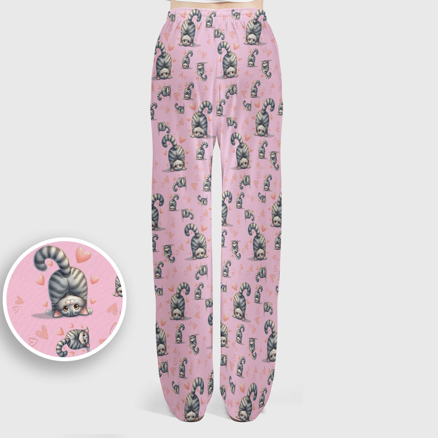 Valentine Cute Cat Scrub Set, Cat Heart Pattern Nurse Uniform, Comfortable Scrubs For Nurses