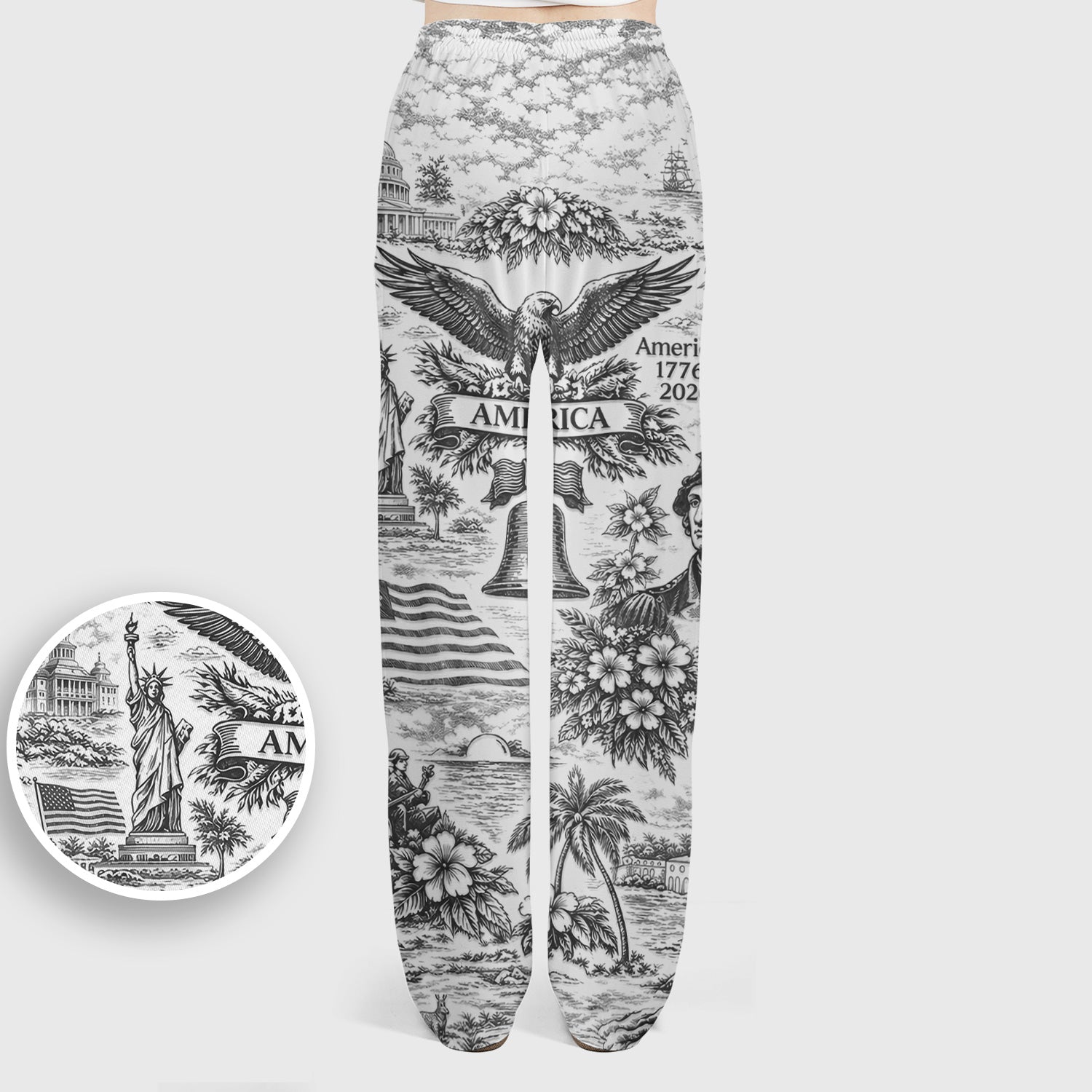 Patriotic America Heritage Toile Pattern Scrub Set, Women's Scrub Sets